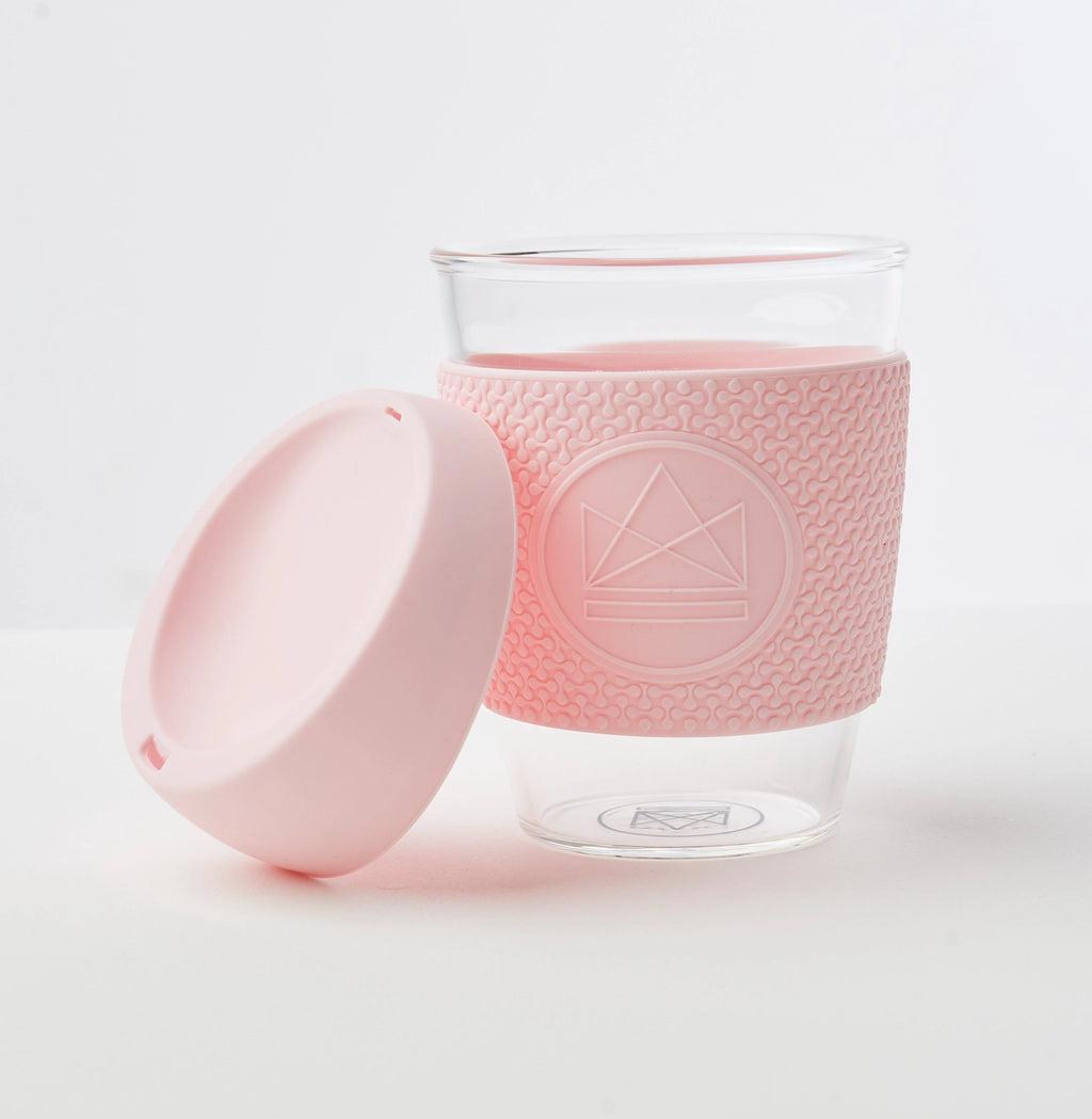 12oz Glass Reusable Coffee Cup - Pink Flamingo