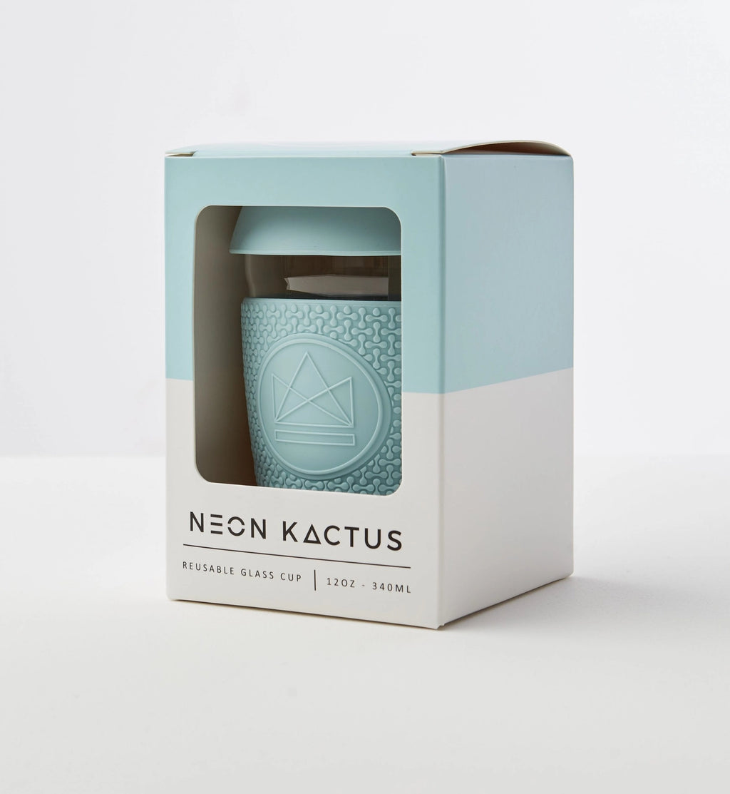 12oz Glass Reusable Coffee Cup - Sea Breeze