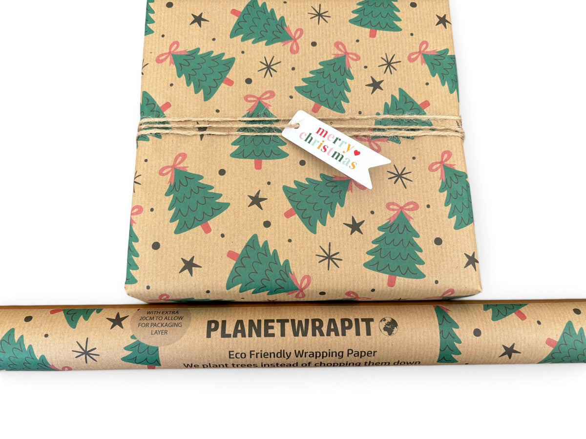 Christmas Trees Recycled Kraft Gift Wrapping Paper