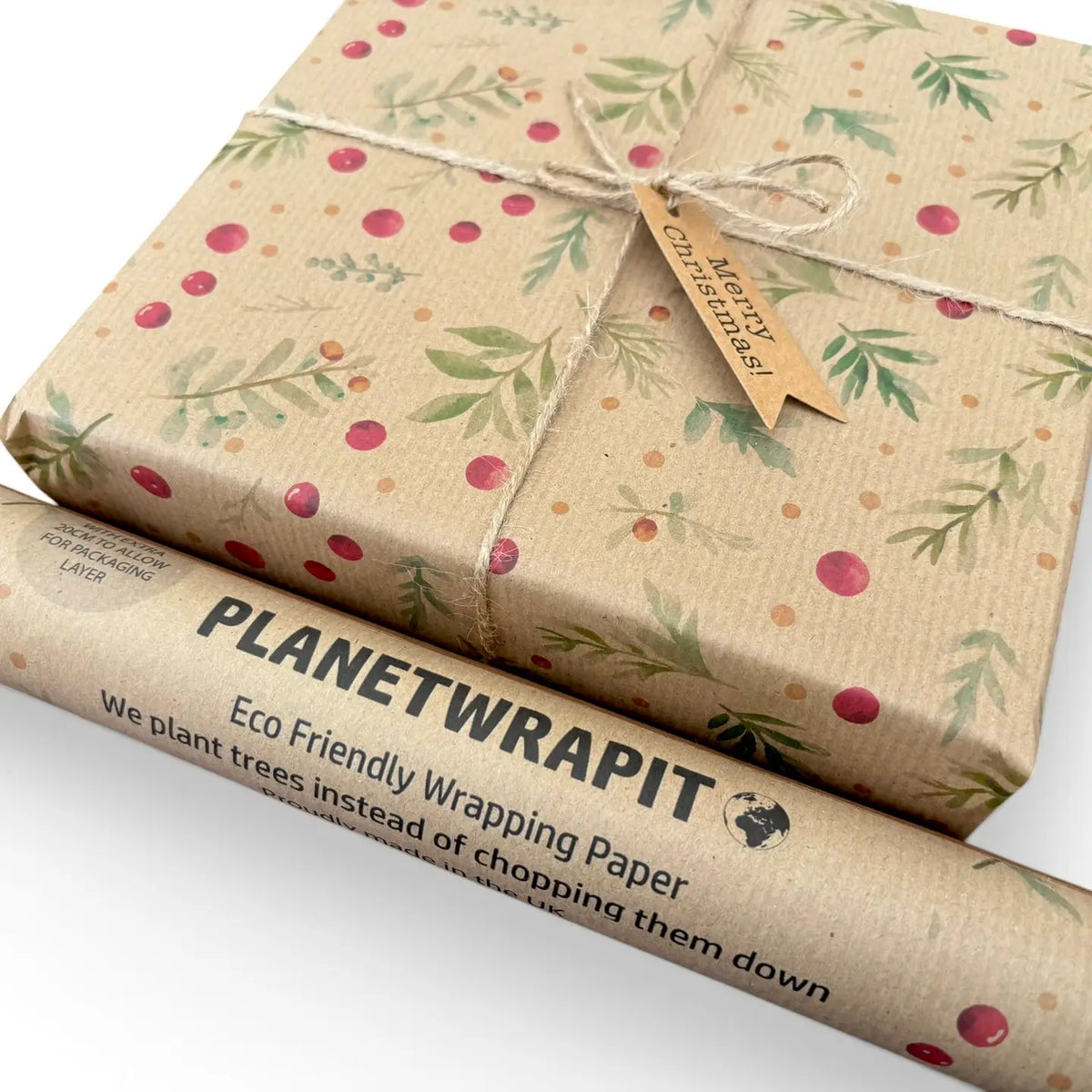Christmas Berries Recycled Kraft Gift Wrapping Paper