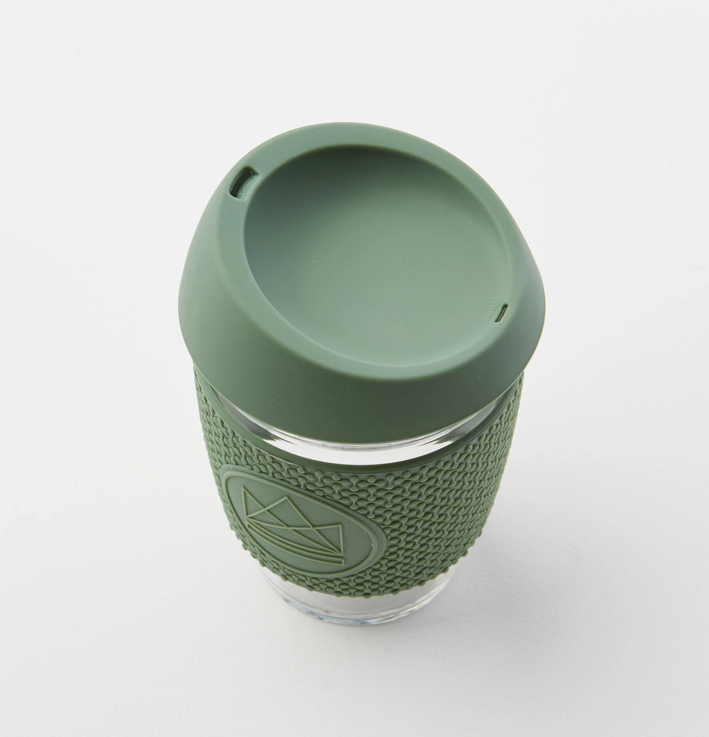 12oz Glass Reusable Coffee Cup - Happy Camper