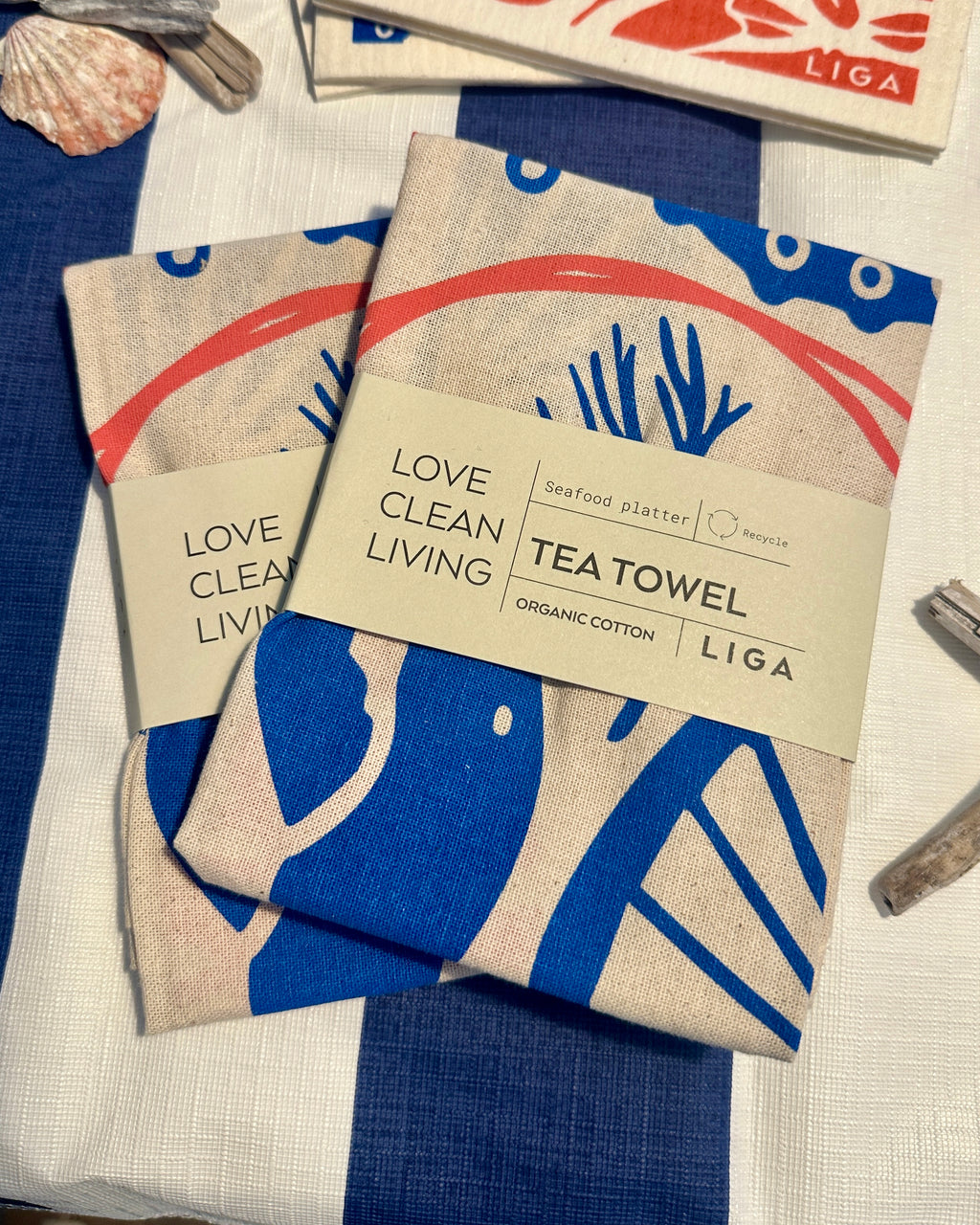 Seafood Platter Organic Cotton Tea Towel - LIGA