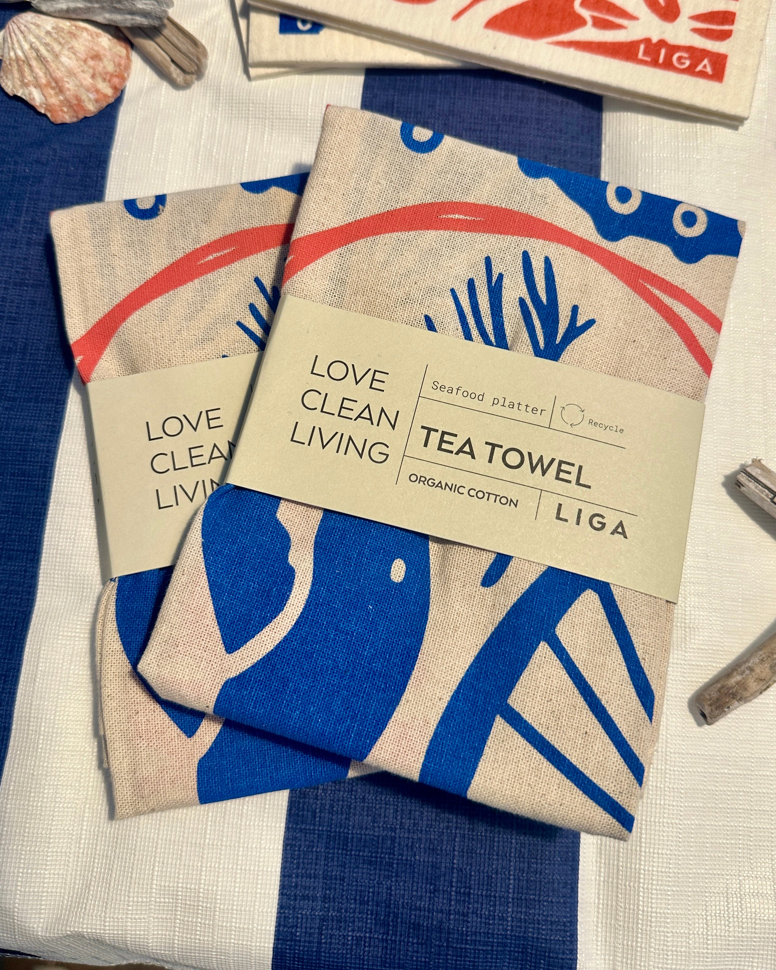 Seafood Platter Organic Cotton Tea Towel - LIGA