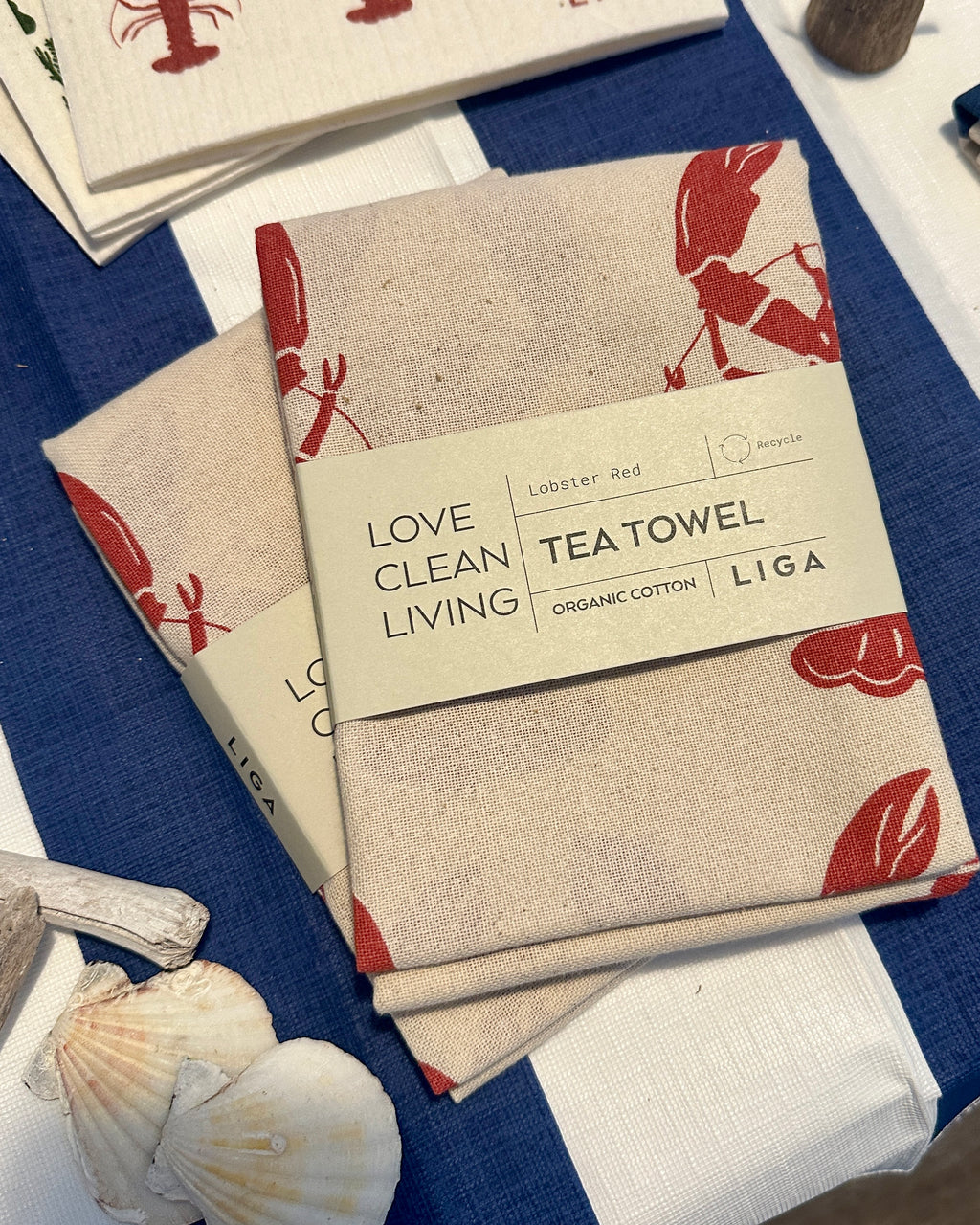 Lobster Red Organic Cotton Tea Towel - LIGA