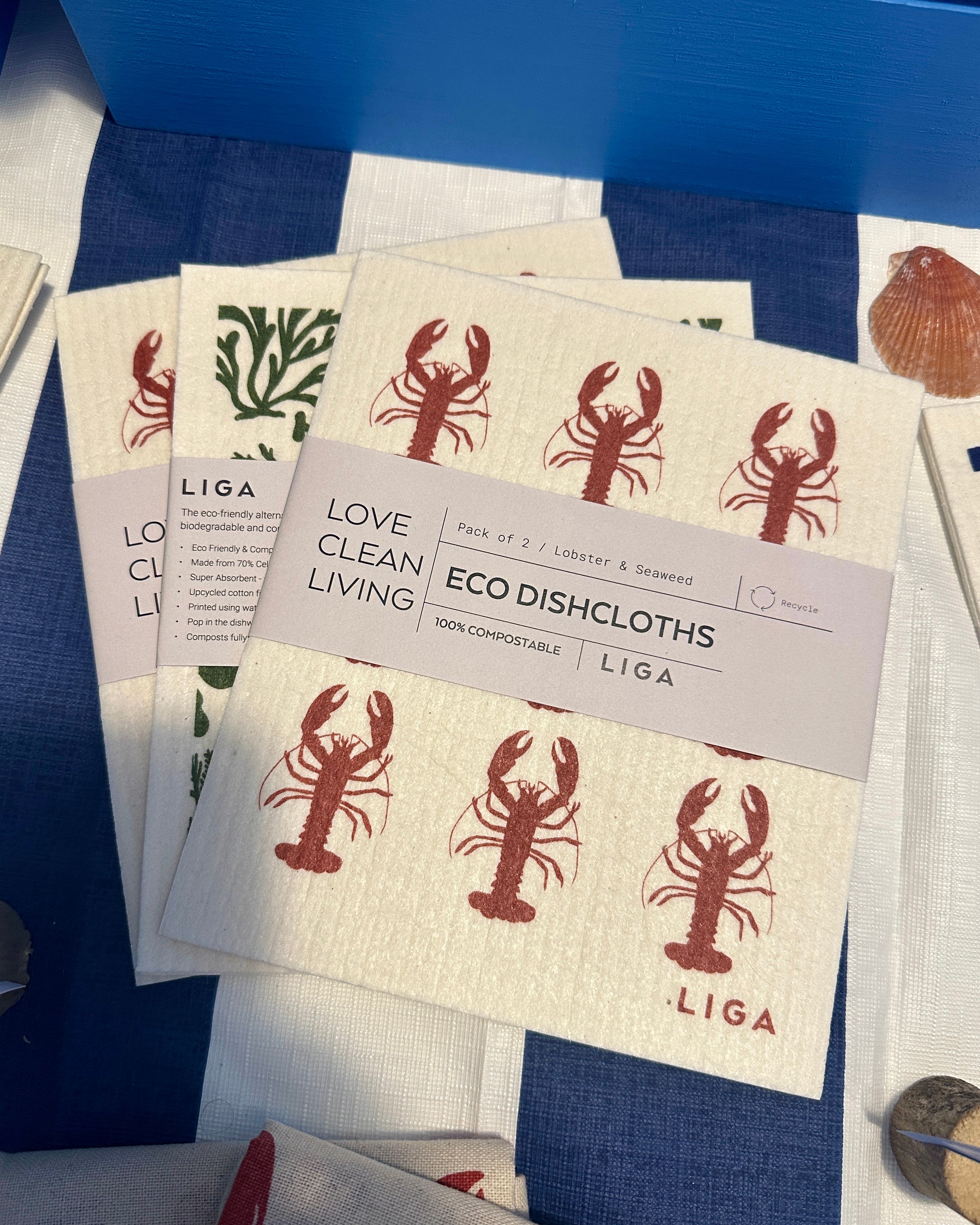 Lobster & Seaweed Eco Dishcloths 2 Pack - LIGA