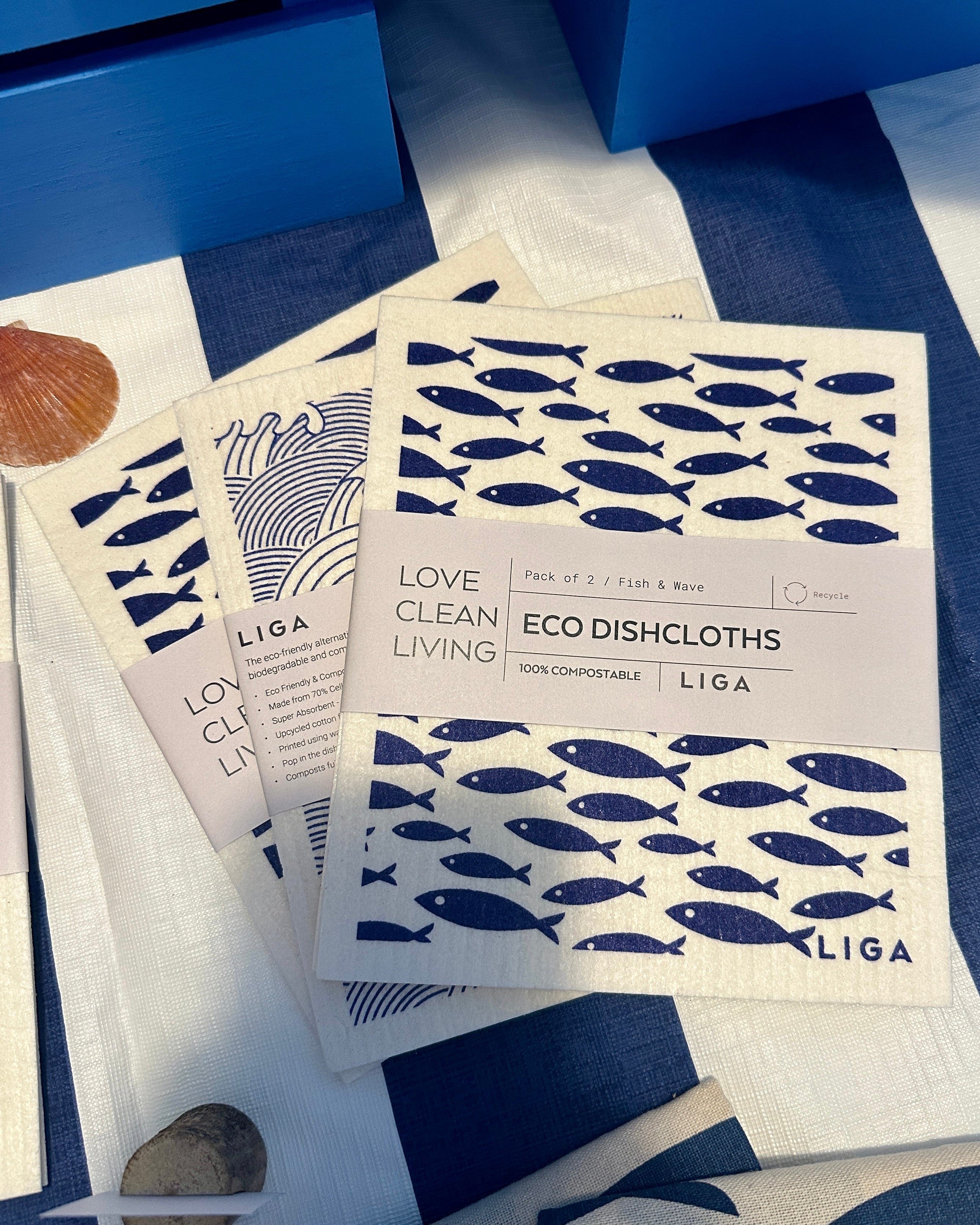 Fish & Wave Eco Dishcloths 2 Pack - LIGA
