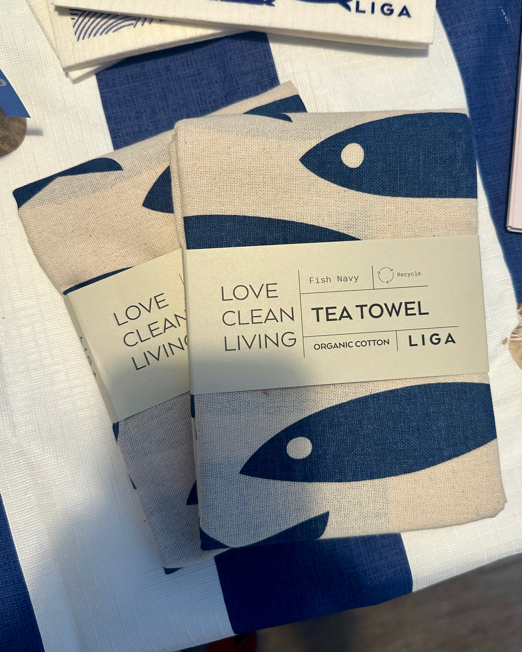 Fish Navy Organic Cotton Tea Towel - LIGA