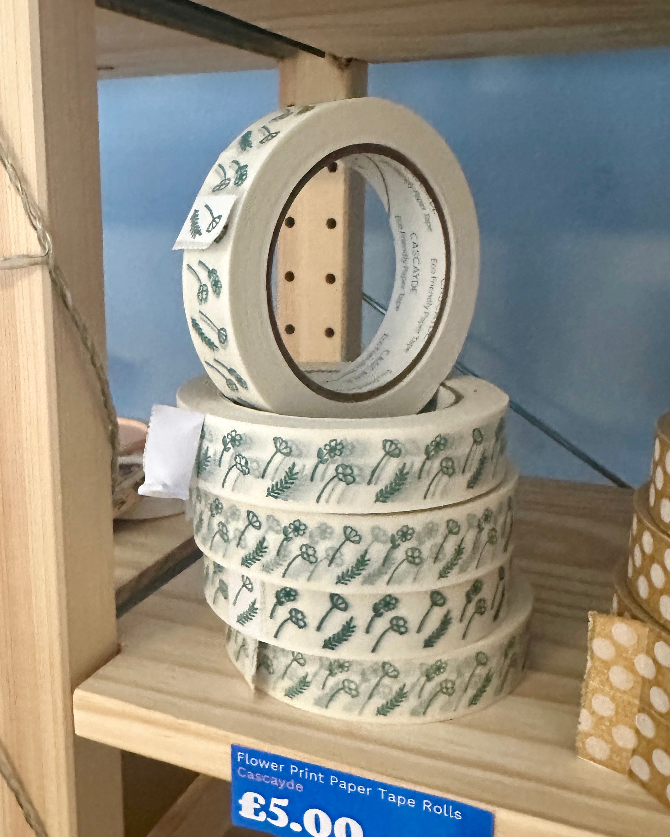 Eco Friendly Green Floral Paper Packaging Tape - 24mm