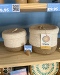 Jute Lidded Basket Set - Natural/White