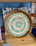 Rattan & Mother of Pearl Serving Trays - Ripple