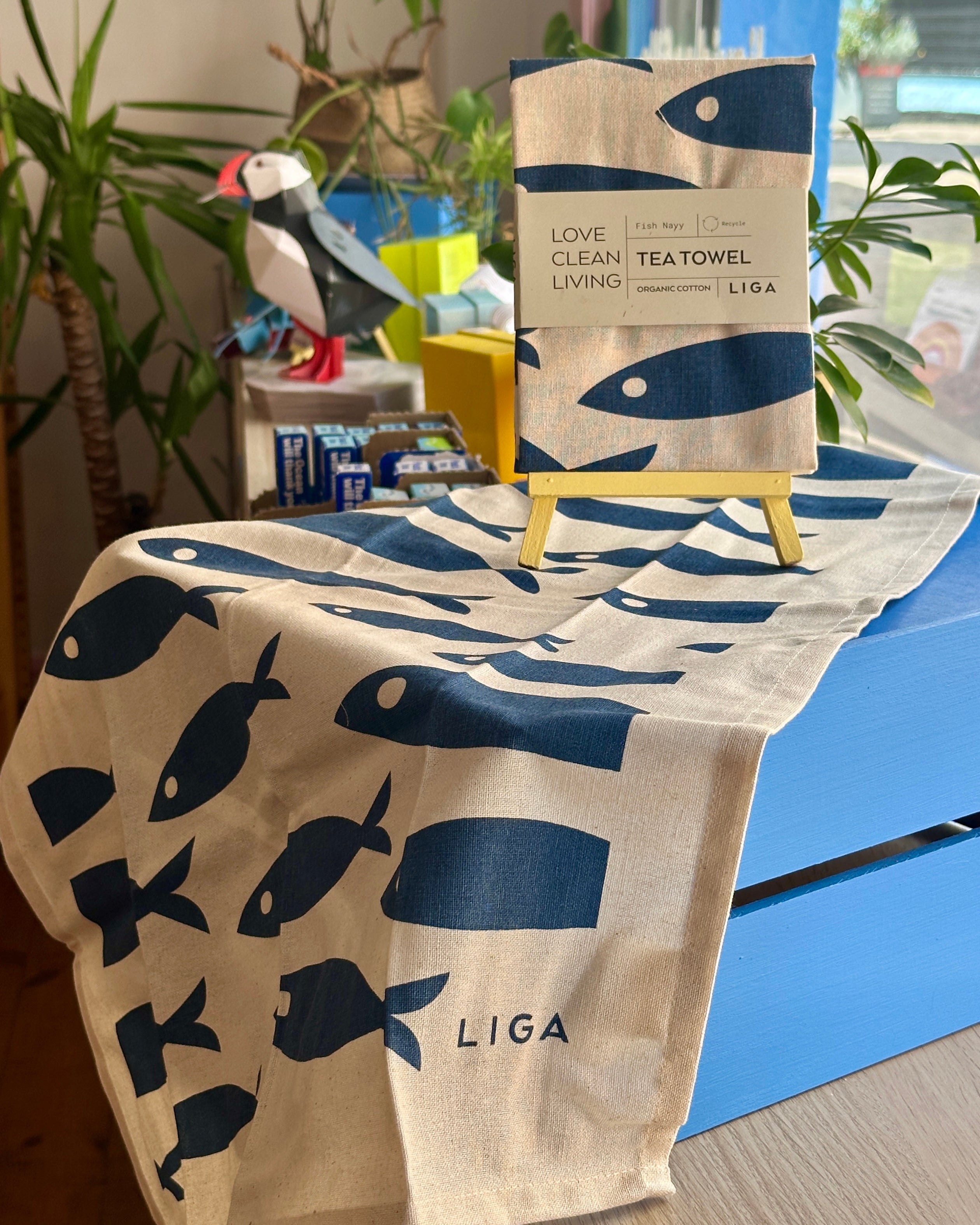 Fish Navy Organic Cotton Tea Towel - LIGA