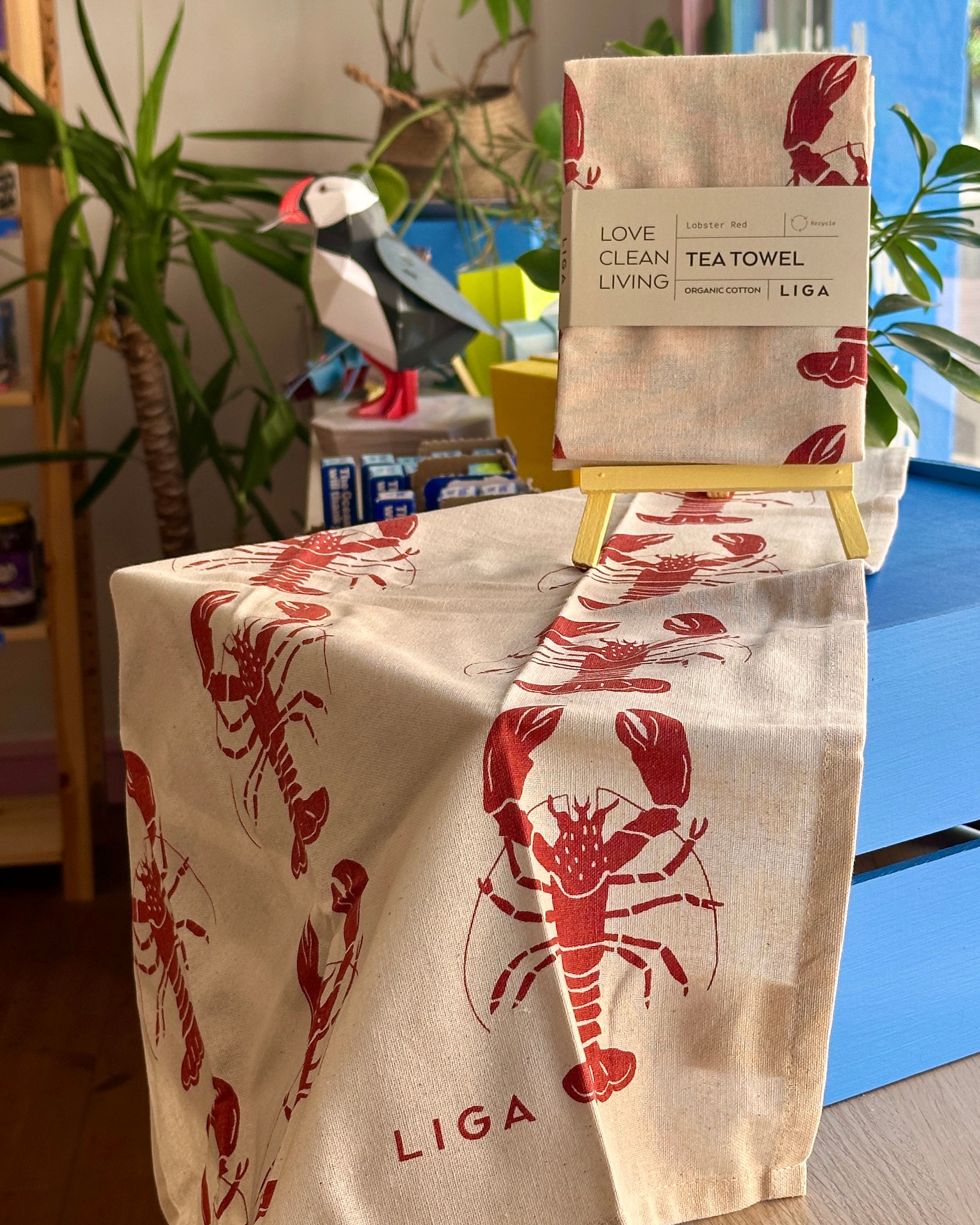 Lobster Red Organic Cotton Tea Towel - LIGA