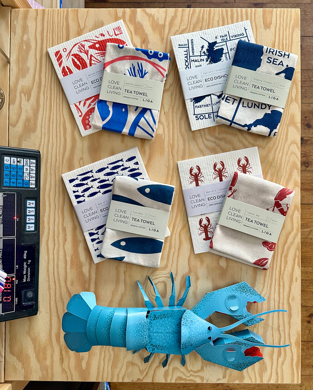Lobster Red Organic Cotton Tea Towel - LIGA