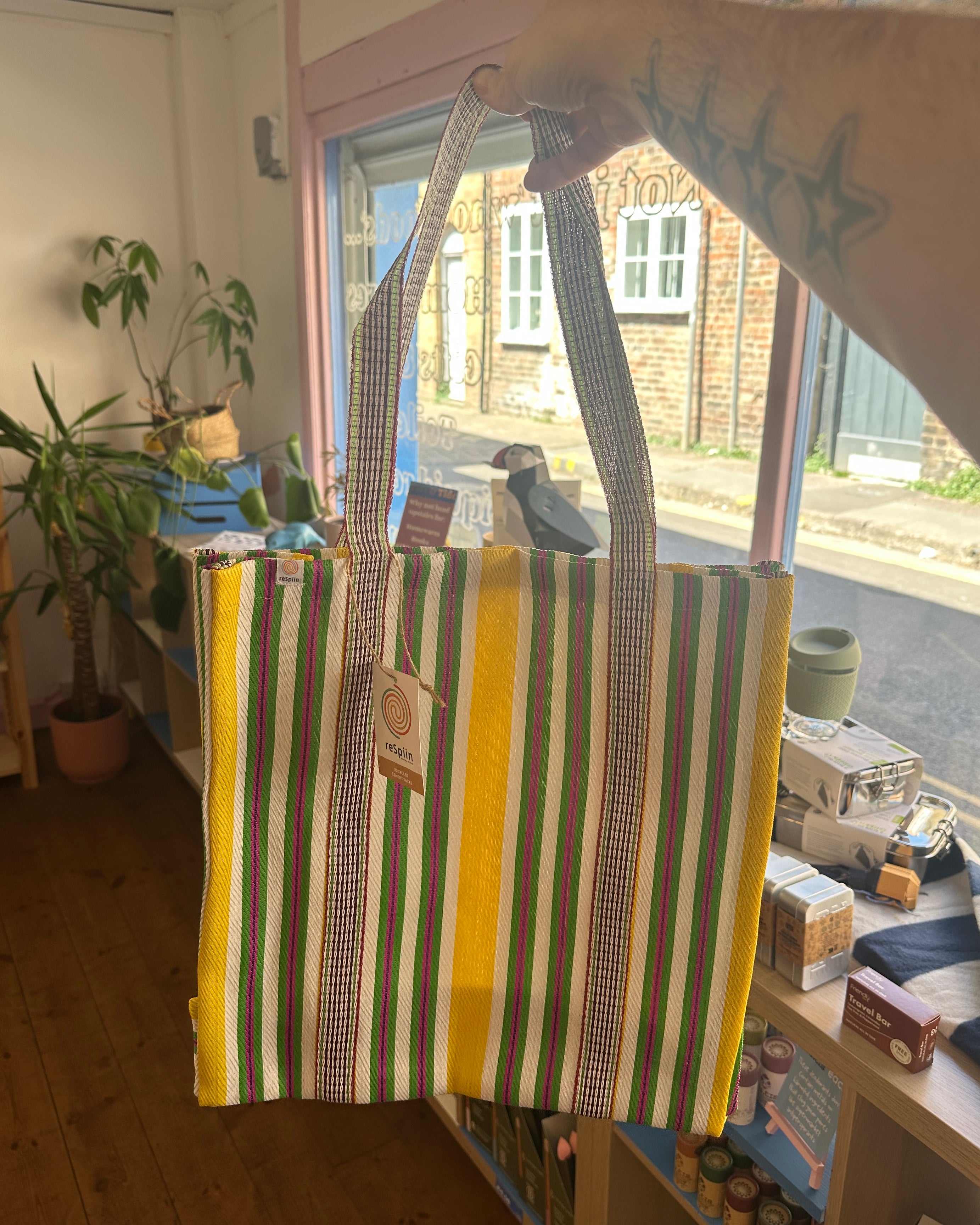 Recycled Woven Tote Bag - Beach
