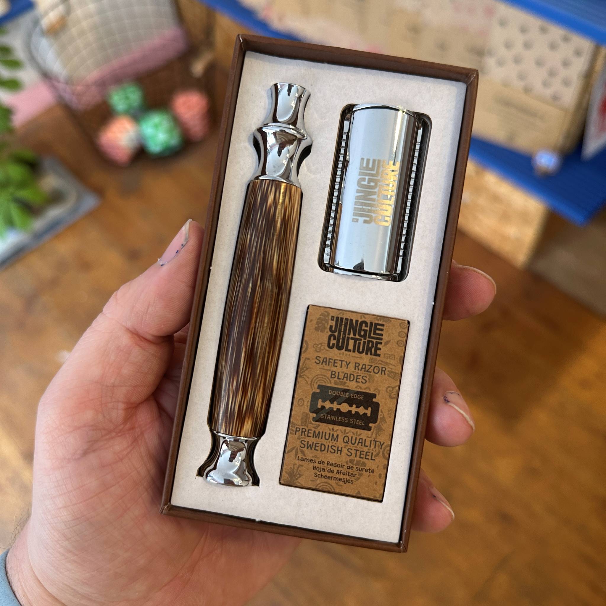 Bamboo Safety Razor - Dark Thick Handle