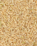 A close-up view of organic brown basmati rice.