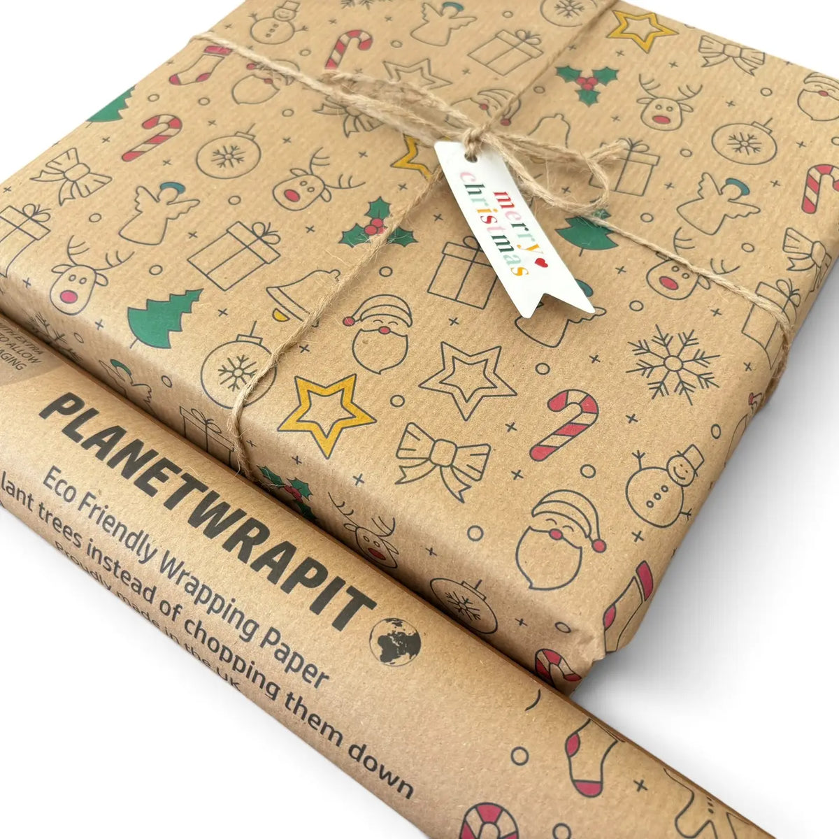 Christmas Fun Recycled Kraft Gift Wrapping Paper