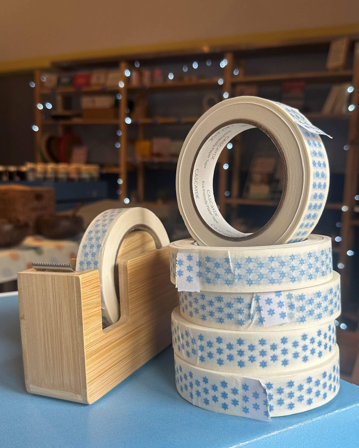 Eco Friendly Blue Daisies Paper Packaging Tape - 24mm
