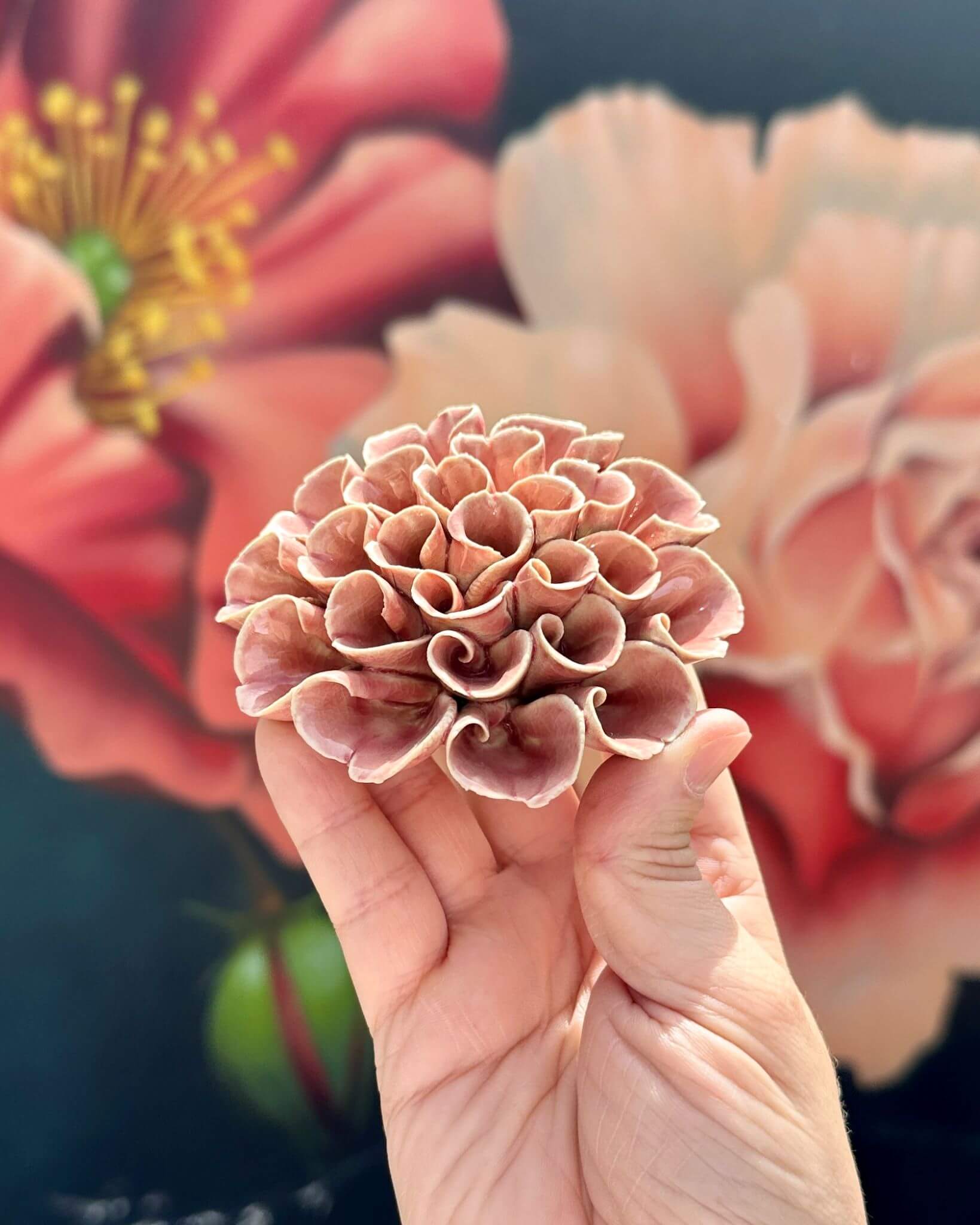 Ceramic Champagne Pink Hydrangea Flower - Chive UK