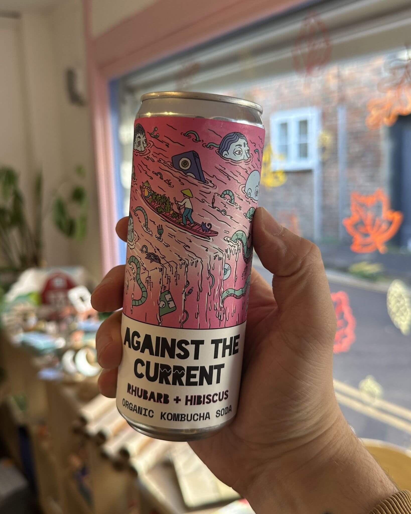 Rhubarb + Hibiscus Organic Kombucha Soda - Against The Current