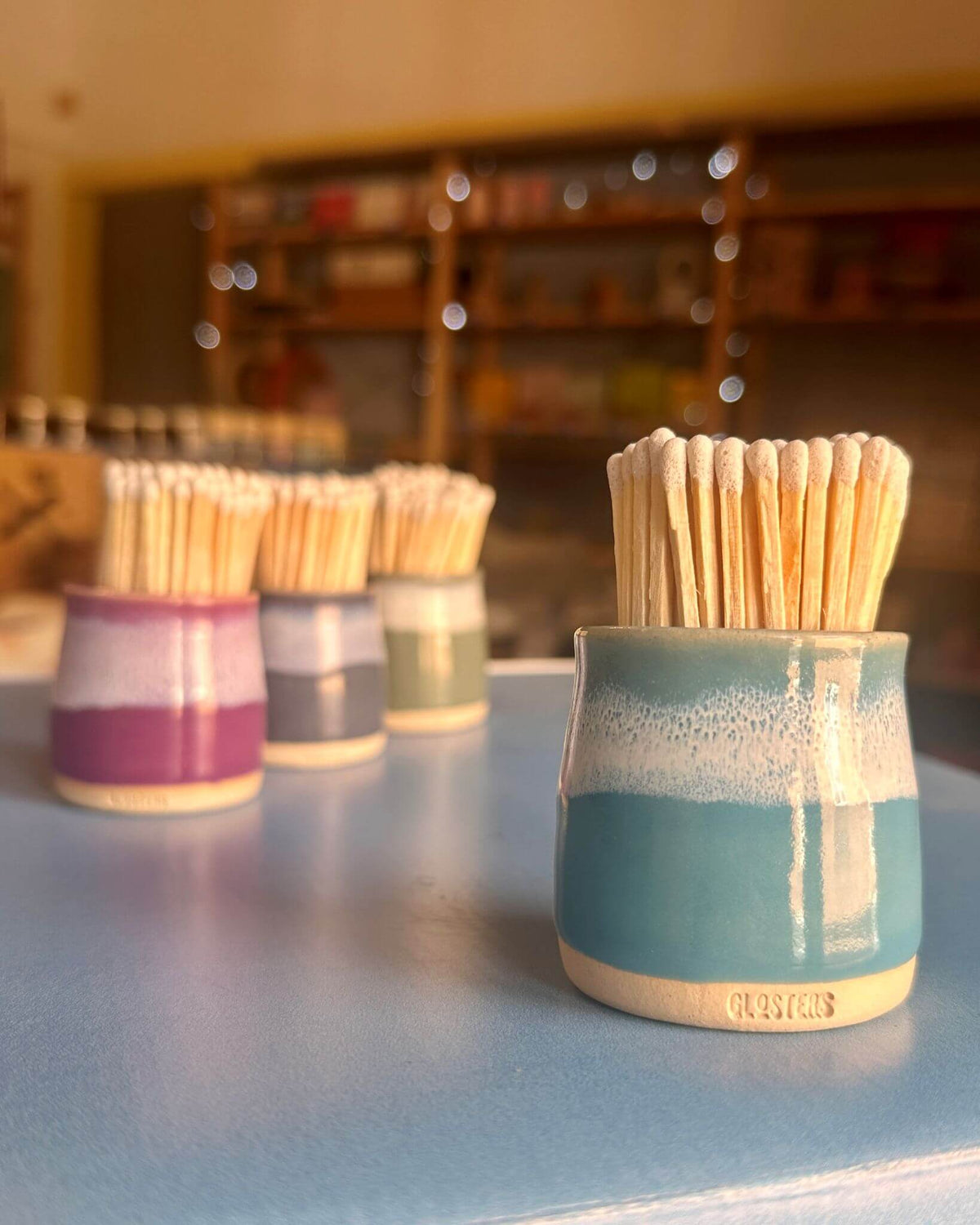 Coast Blue Handmade Ceramic Match Pot - Glosters Pottery