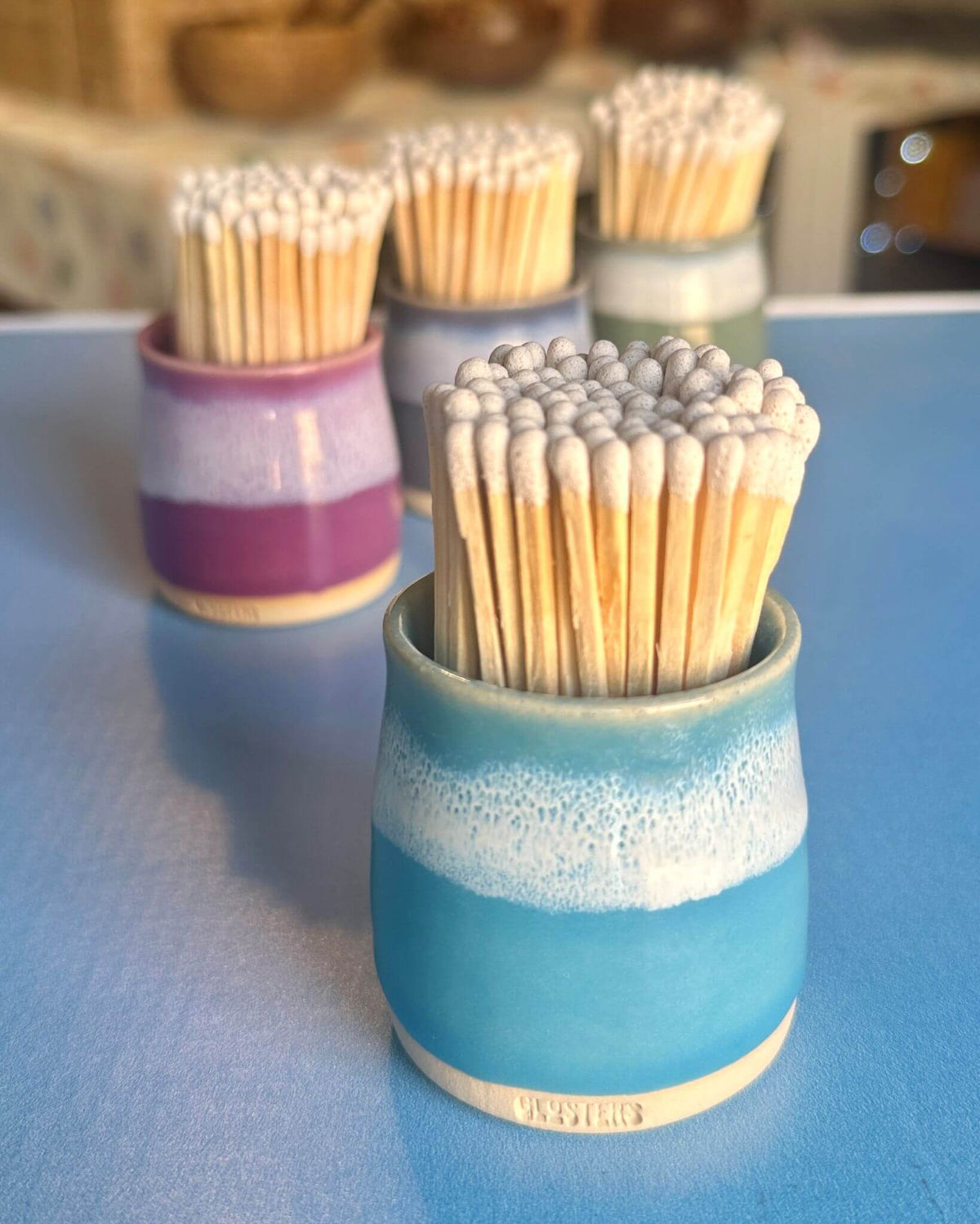 Coast Blue Handmade Ceramic Match Pot - Glosters Pottery