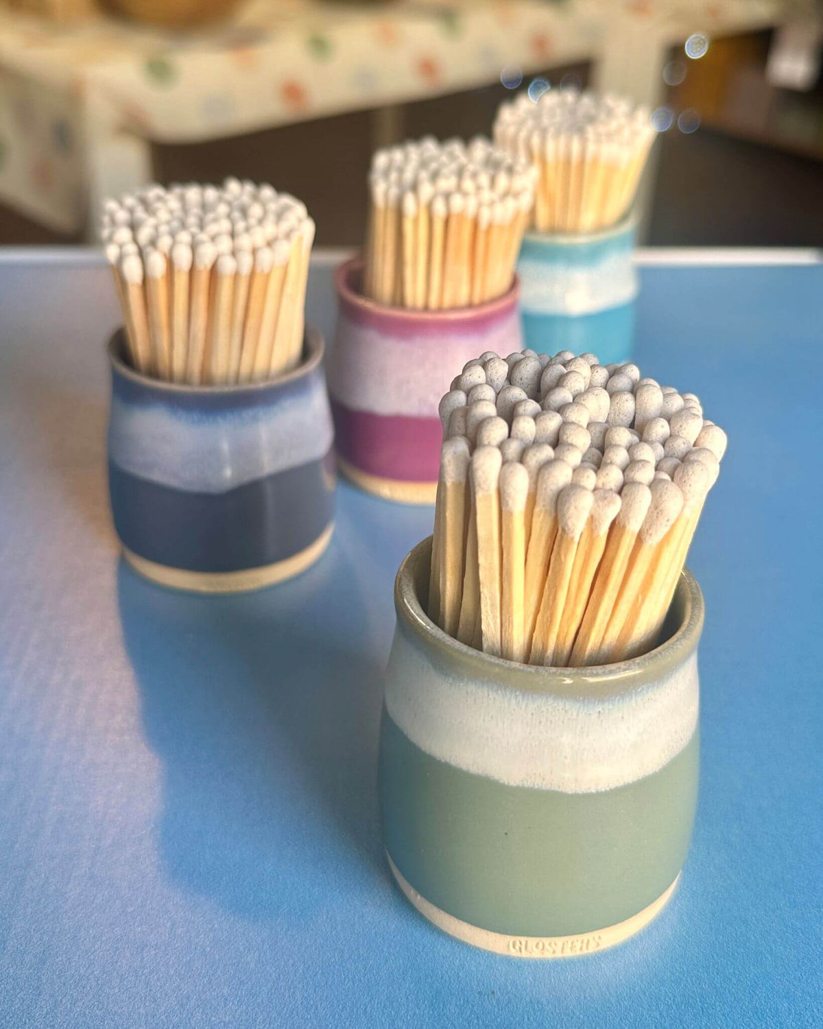 Sage Green Handmade Ceramic Match Pot - Glosters Pottery