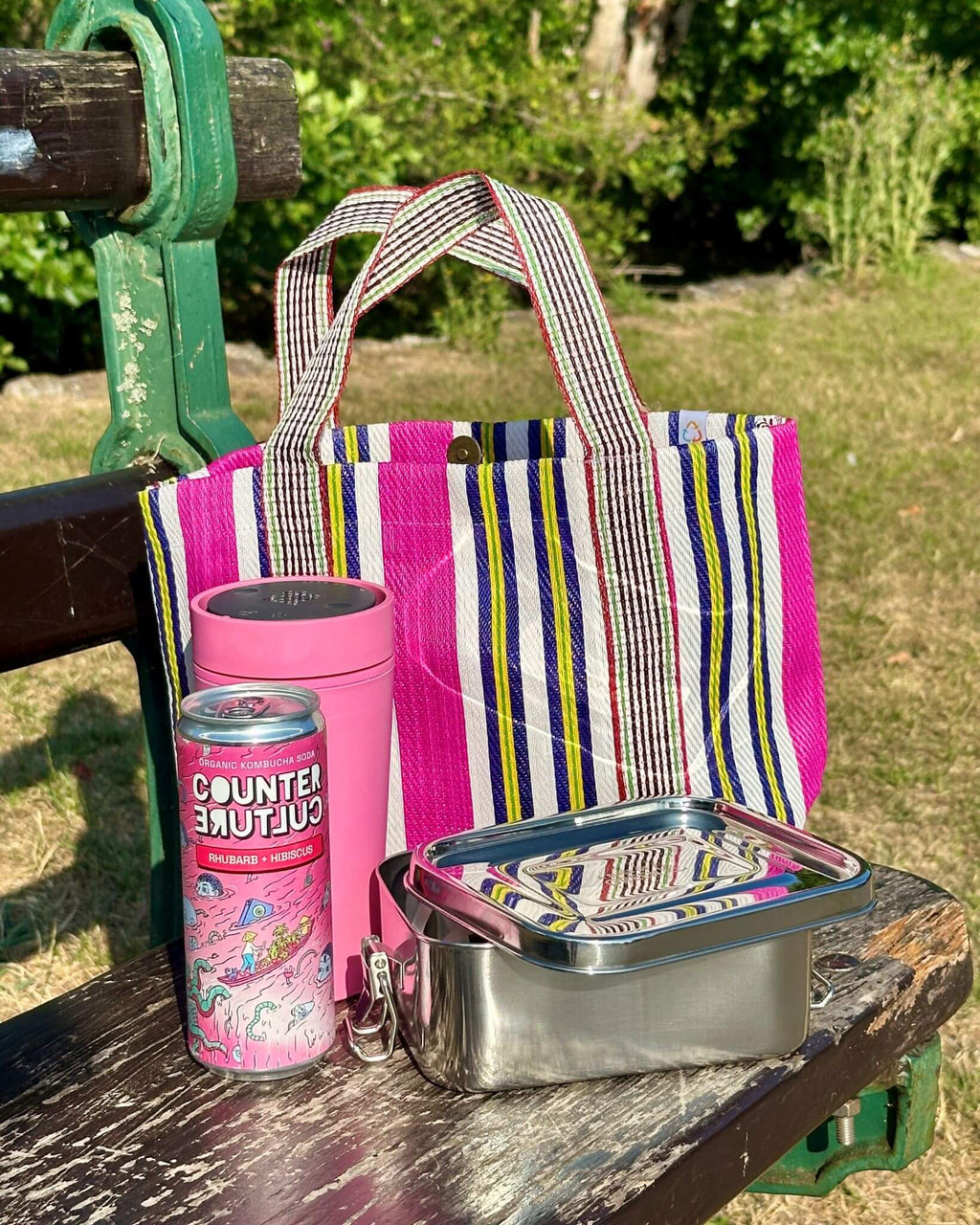 Recycled Woven Lunch Bag - Fire