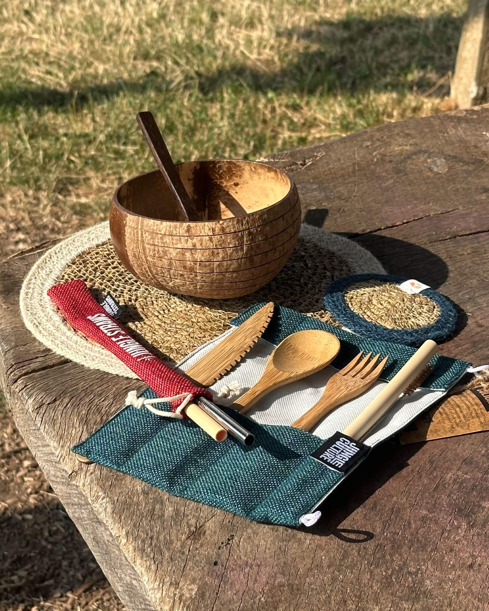 Jute + Seagrass Tablemats and Coasters - Denim/Natural
