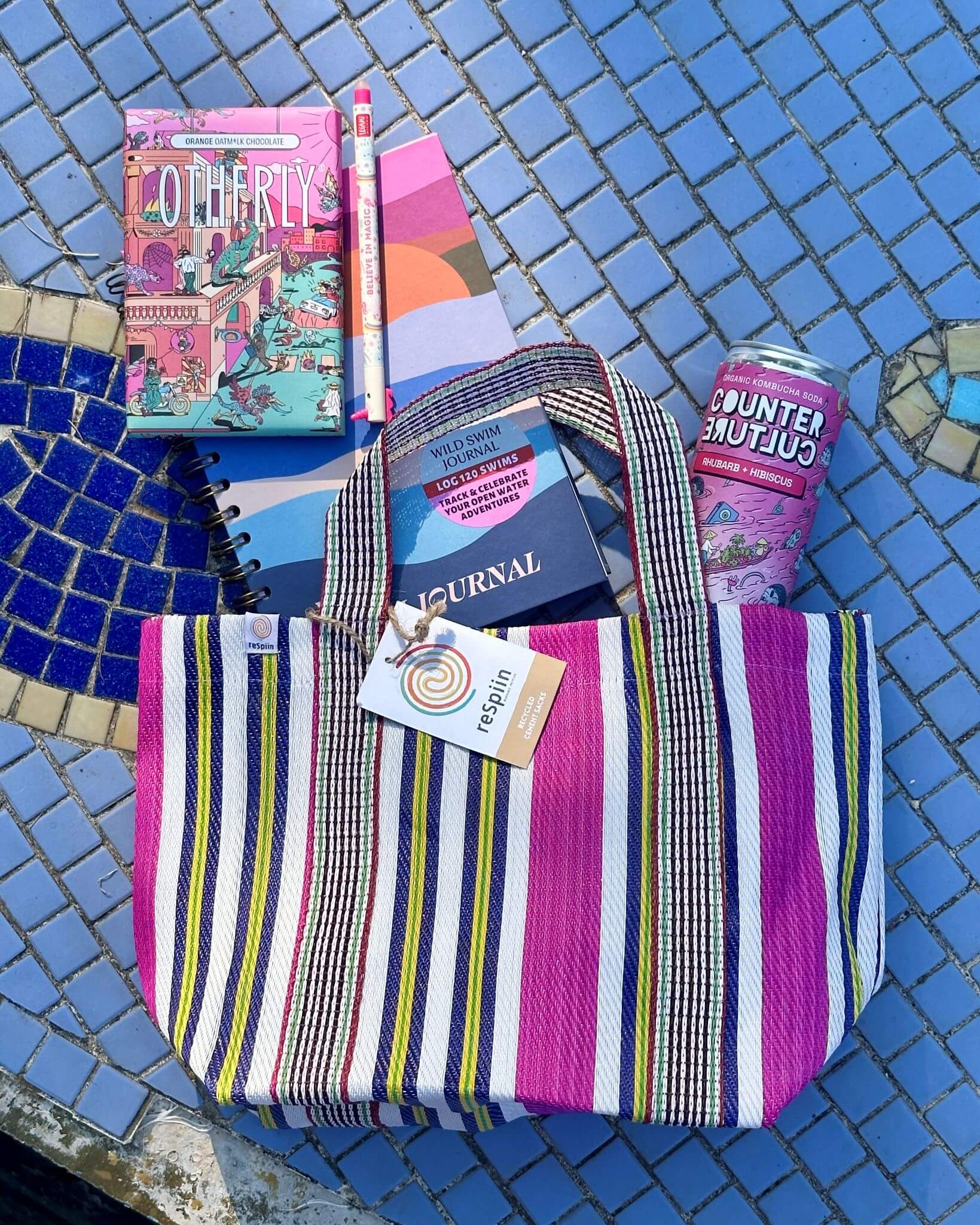 Recycled Woven Lunch Bag - Fire
