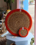 Jute + Seagrass Tablemats and Coasters - Orange/Natural