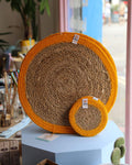 Jute + Seagrass Tablemats and Coasters - Yellow/Natural